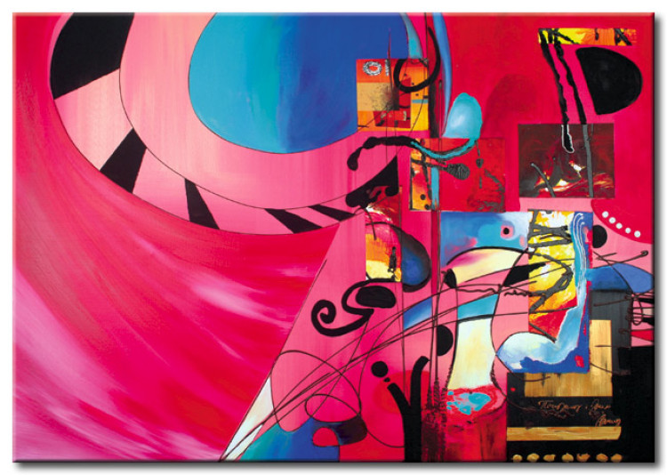 Canvas Print Abstraction (1-piece) - Colourful fantasy on a pink background 47989