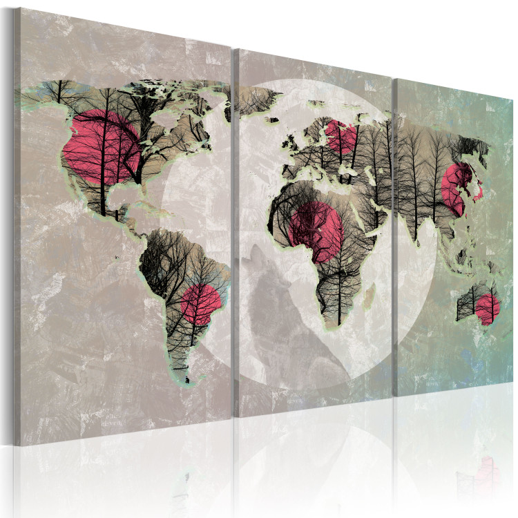 Canvas Map of the World: Full moon - triptych 55289 additionalImage 2