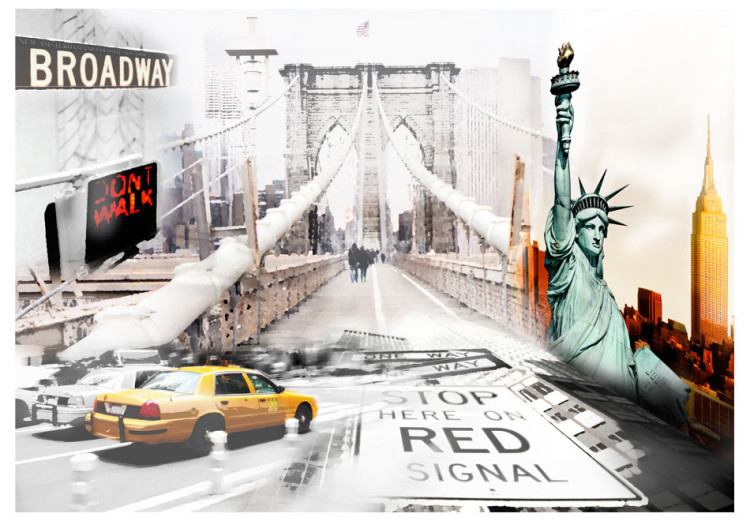 Photo Wallpaper Streets of New York - Urban Architecture with Statue of Liberty and Bridge 60689 additionalImage 1