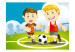 Wall Mural Football Players - Boys playing soccer on a green field for children 61189 additionalThumb 1