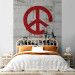 Photo Wallpaper CND Soldiers - gray graffiti mural by Banksy featuring soldiers and a peace sign 62289 additionalThumb 2