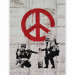 Photo Wallpaper CND Soldiers - gray graffiti mural by Banksy featuring soldiers and a peace sign 62289 additionalThumb 5