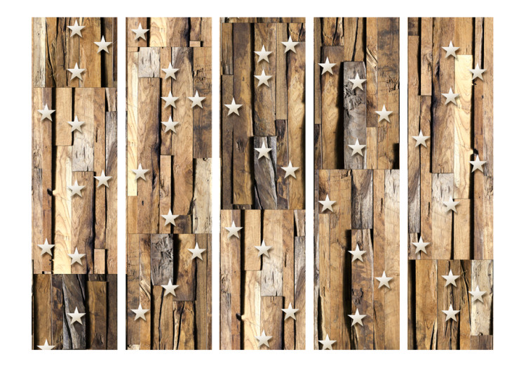 Room Separator Wooden Constellation II - stars on a brown wooden texture 95689 additionalImage 3