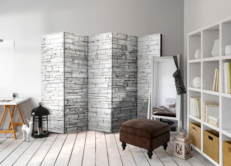 Folding Screen White Enchantment II - architectural texture of luxury white brick 95989 additionalImage 4