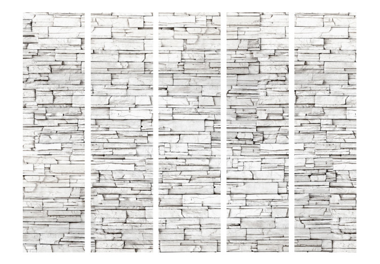 Folding Screen White Enchantment II - architectural texture of luxury white brick 95989 additionalImage 3