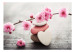 Photo Wallpaper Orient - composition of cherry blossoms with a white heart-shaped stone 96089 additionalThumb 1