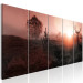Canvas Print Sun on the Horizon (5-piece) - Deer and Fields in Red Hue 106099 additionalThumb 2