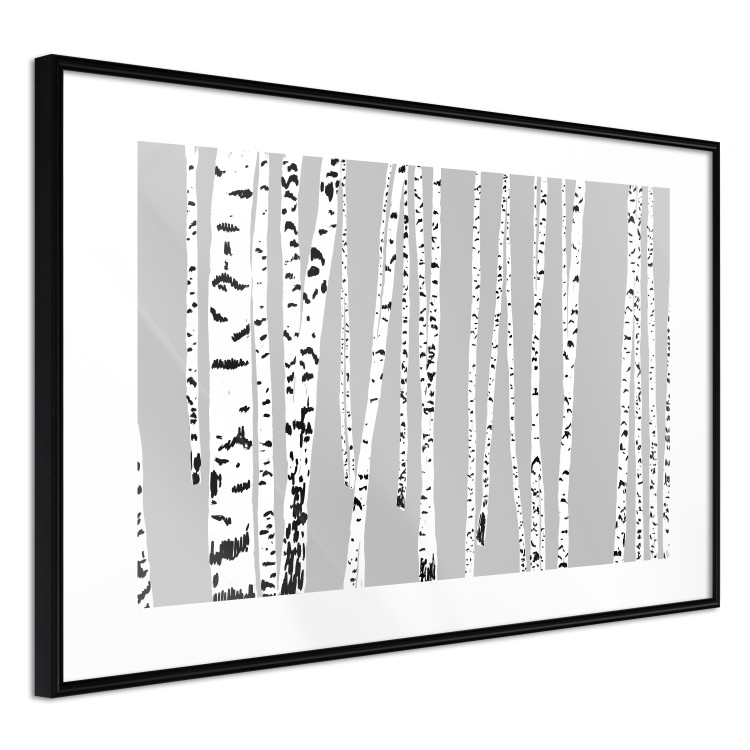 Poster Birches - composition with black and white trees on a grey background 115099 additionalImage 13