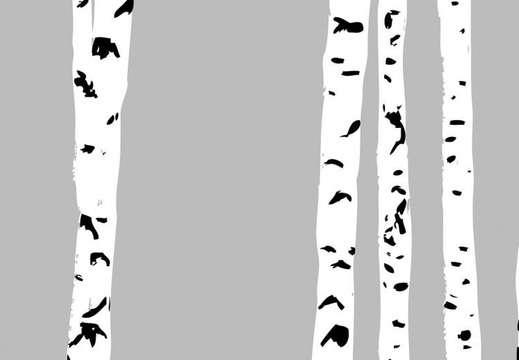 Poster Birches - composition with black and white trees on a grey background 115099 additionalImage 10