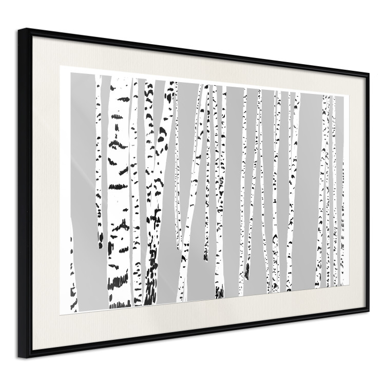 Poster Birches - composition with black and white trees on a grey background 115099 additionalImage 3