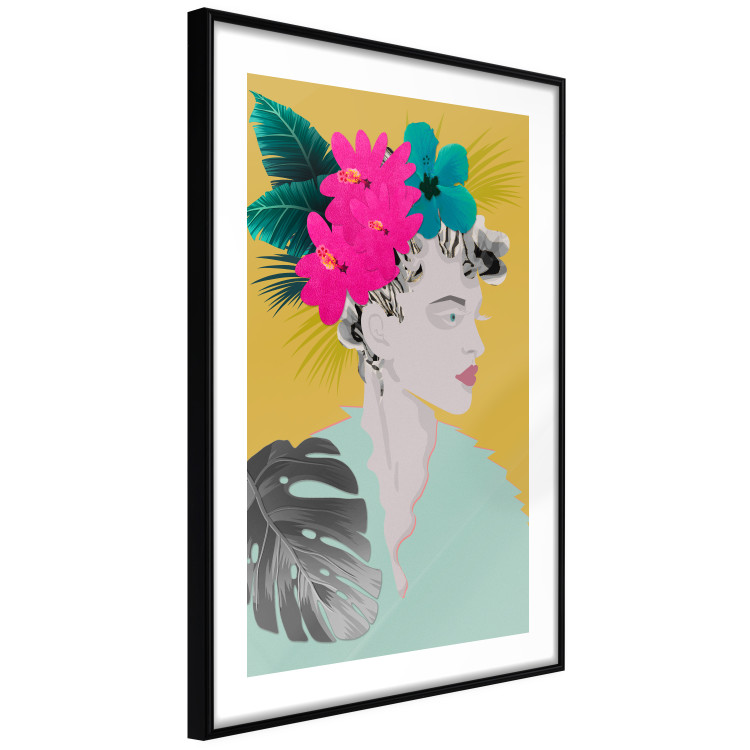 Wall Poster Flowers in Hair - colorful abstraction with a woman's portrait and leaves 116899 additionalImage 11