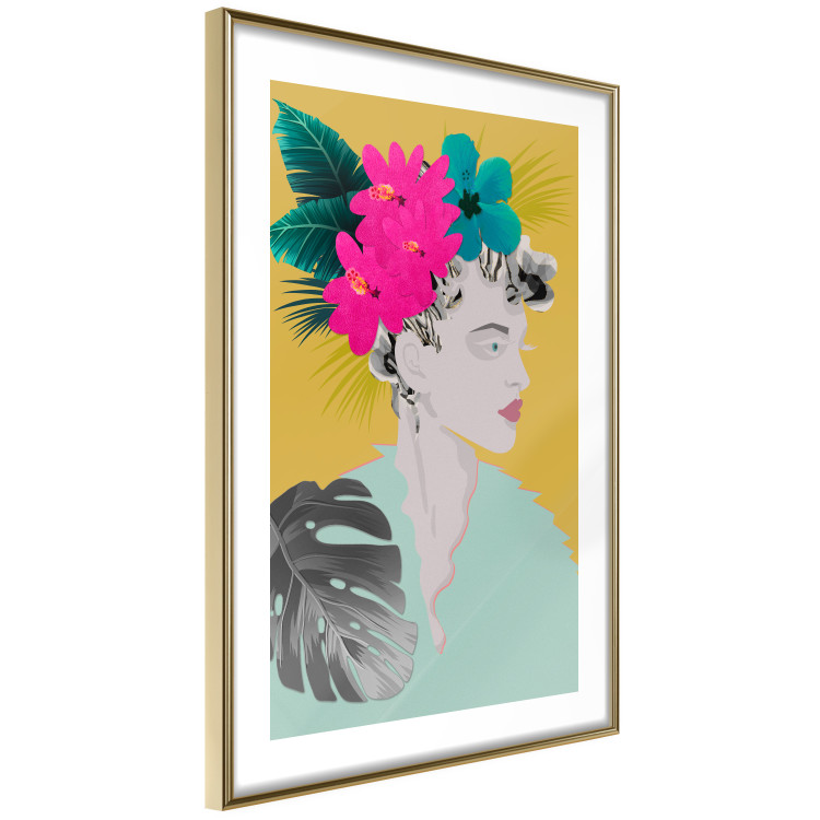 Wall Poster Flowers in Hair - colorful abstraction with a woman's portrait and leaves 116899 additionalImage 8