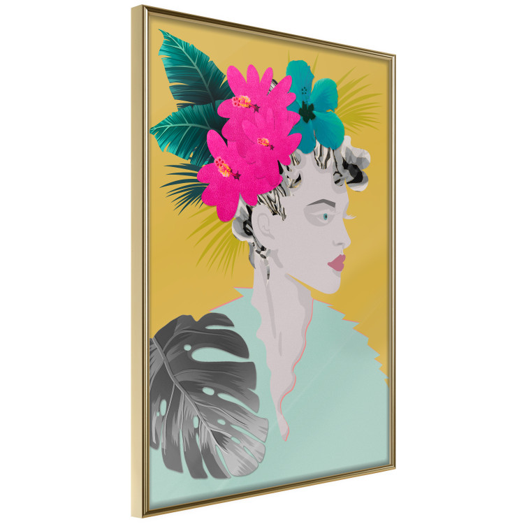 Wall Poster Flowers in Hair - colorful abstraction with a woman's portrait and leaves 116899 additionalImage 12