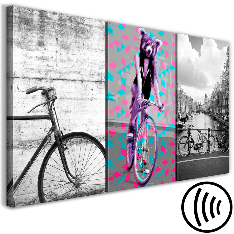 Canvas Art Print Bicycle trip - two-wheelers shown in the convention of entertainment 117099 additionalImage 6