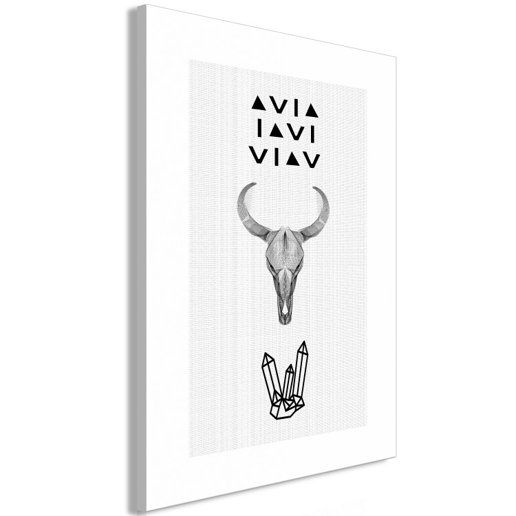 Canvas Art Print Primary symbols - an animal skull and a graphic motif with a crystal 117299 additionalImage 2