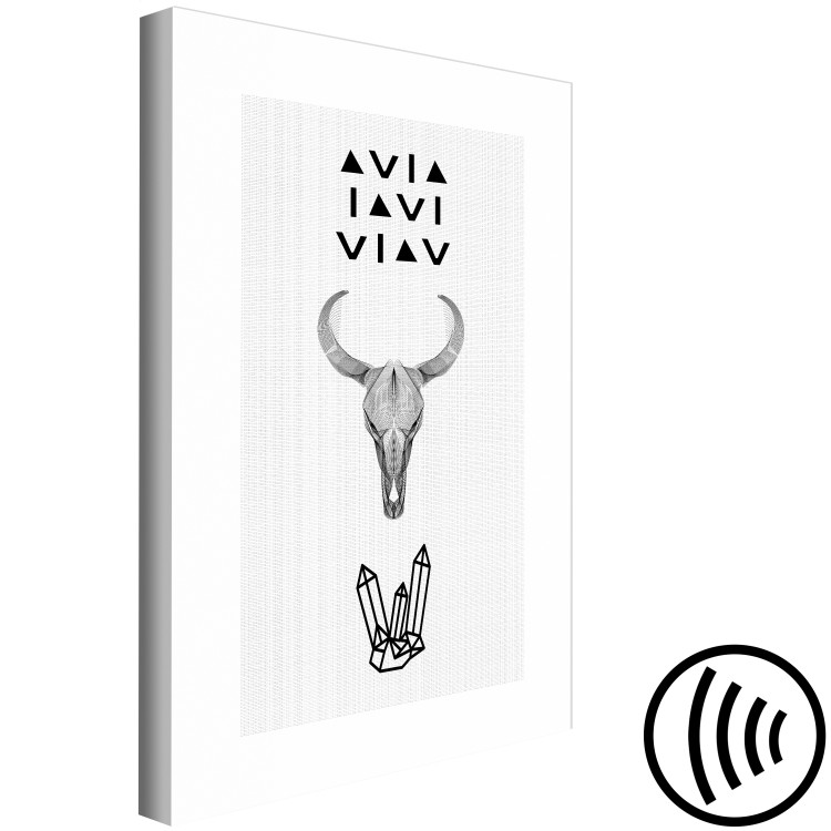Canvas Art Print Primary symbols - an animal skull and a graphic motif with a crystal 117299 additionalImage 6