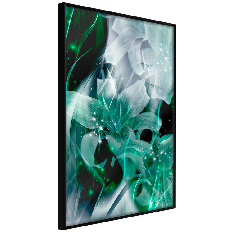 Poster Enchanted Lilies - green-filled abstraction into shiny flowers 117899 additionalImage 10