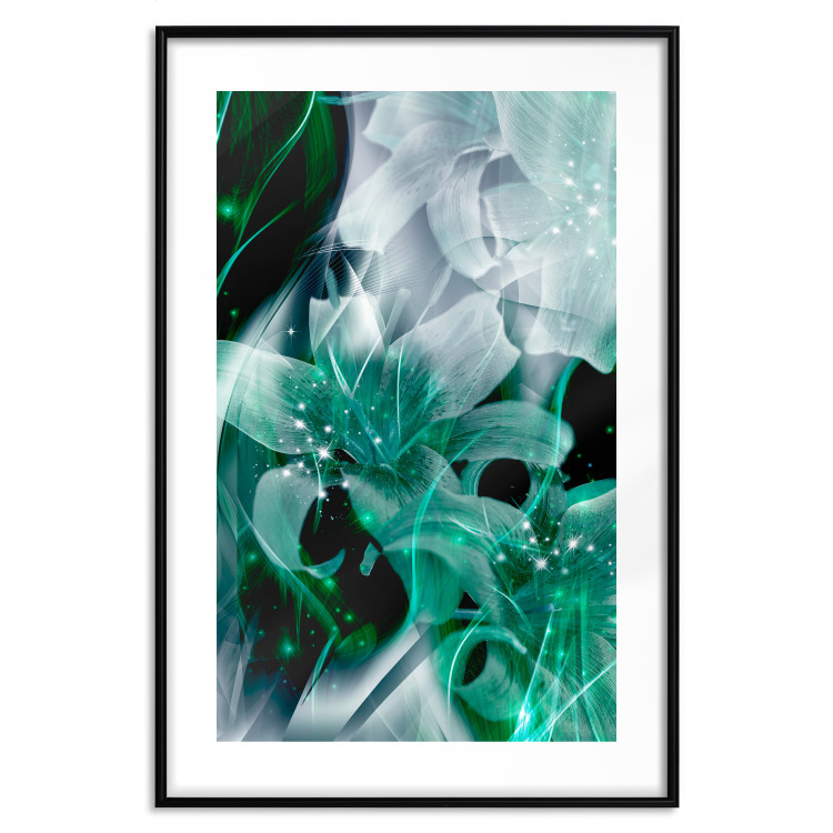 Poster Enchanted Lilies - green-filled abstraction into shiny flowers 117899 additionalImage 15