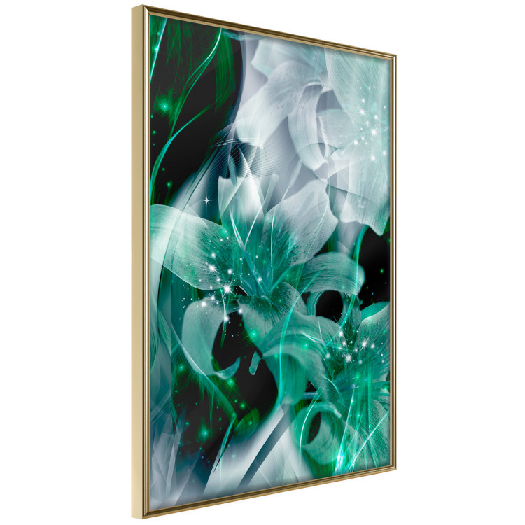 Poster Enchanted Lilies - green-filled abstraction into shiny flowers 117899 additionalImage 12