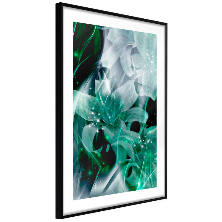 Poster Enchanted Lilies - green-filled abstraction into shiny flowers 117899 additionalImage 11