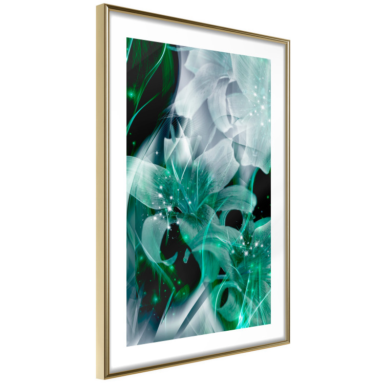 Poster Enchanted Lilies - green-filled abstraction into shiny flowers 117899 additionalImage 6