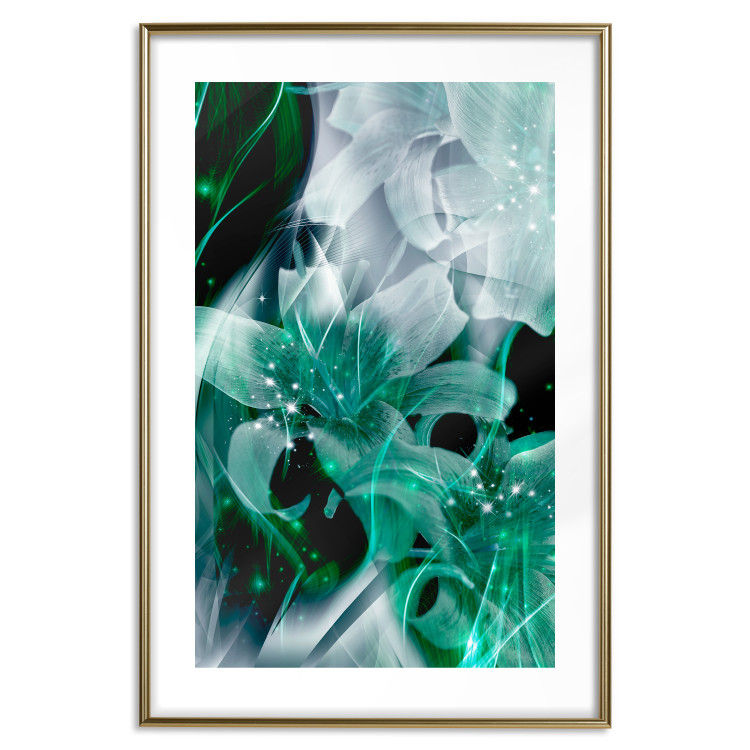 Poster Enchanted Lilies - green-filled abstraction into shiny flowers 117899 additionalImage 14