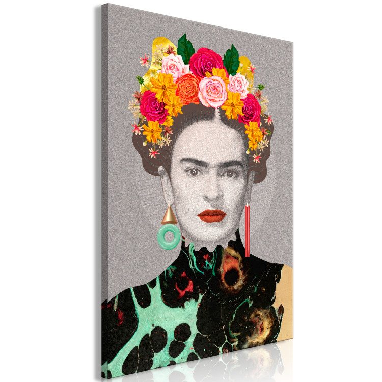 Canvas Art Print Floral Woman Portrait (1-part) - Colorful Figure Elements 118099 additionalImage 2