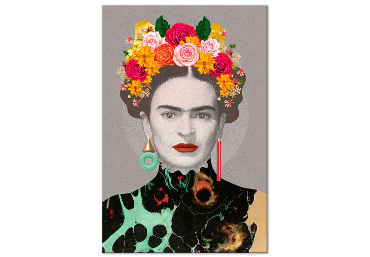 Canvas Art Print Floral Woman Portrait (1-part) - Colorful Figure Elements 118099