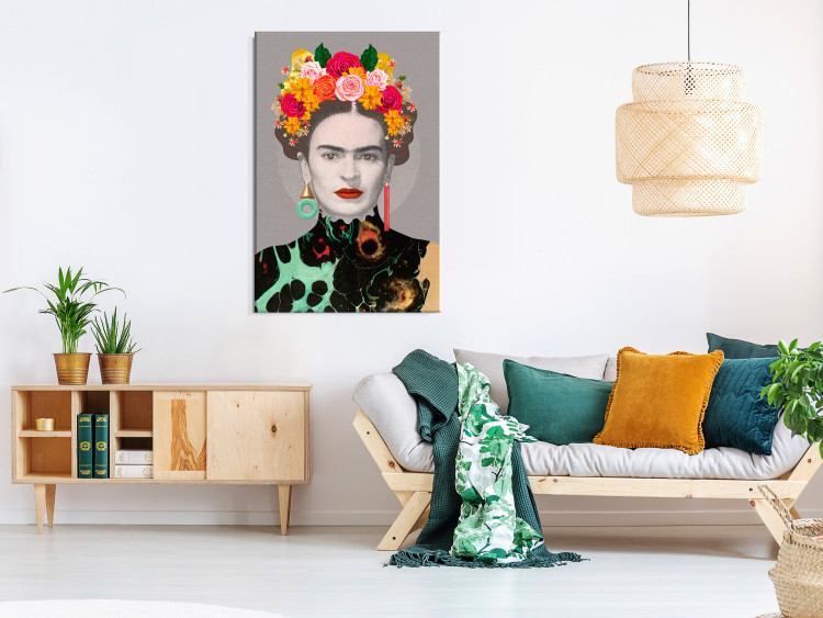 Canvas Art Print Floral Woman Portrait (1-part) - Colorful Figure Elements 118099 additionalImage 3