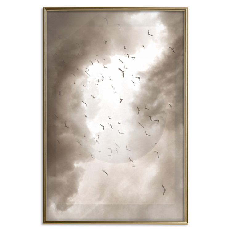 Wall Poster Birds in the Clouds - autumn landscape of birds against a cloudy sky 119199 additionalImage 14