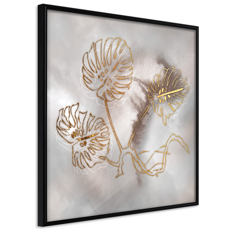 Poster Noble Monstera - abstraction with golden exotic leaves on a beige background 121899 additionalImage 10
