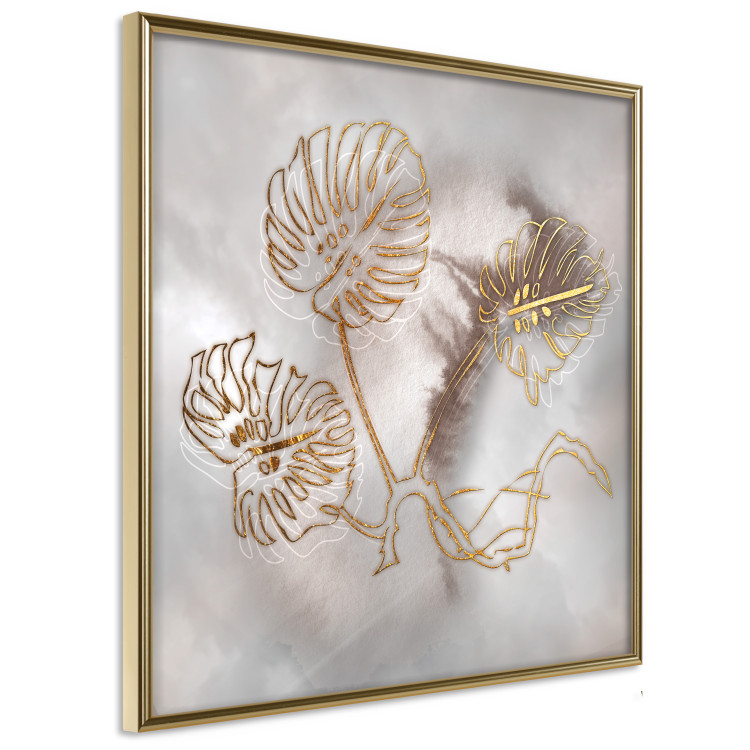 Poster Noble Monstera - abstraction with golden exotic leaves on a beige background 121899 additionalImage 12