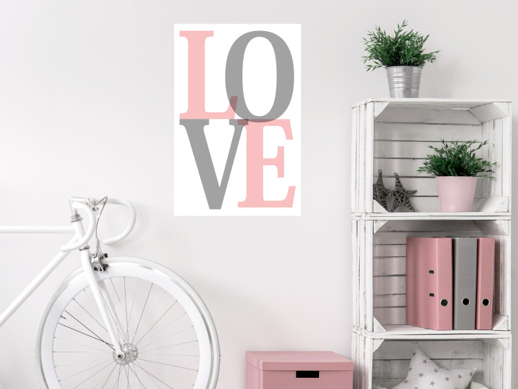 Wall Poster Gray Love - black and red blurred letters in an English text 122899 additionalImage 17