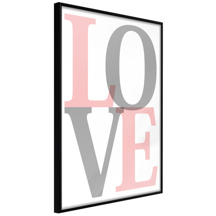Wall Poster Gray Love - black and red blurred letters in an English text 122899 additionalImage 10