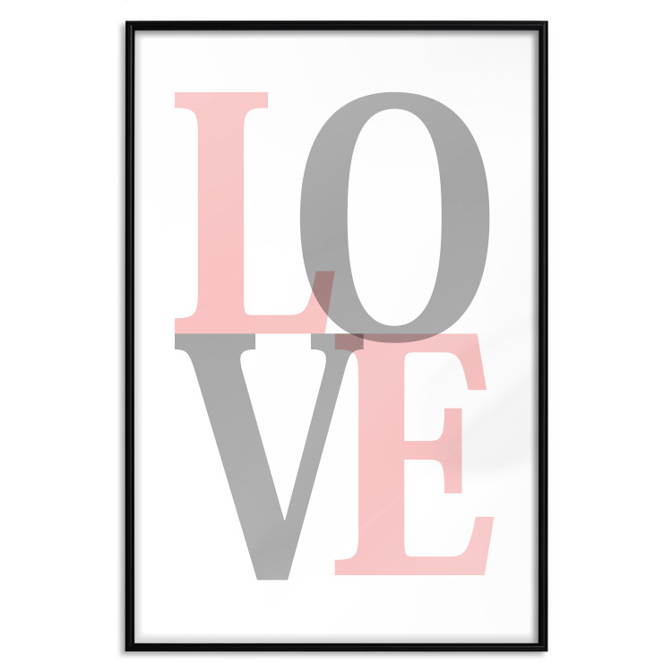 Wall Poster Gray Love - black and red blurred letters in an English text 122899 additionalImage 15