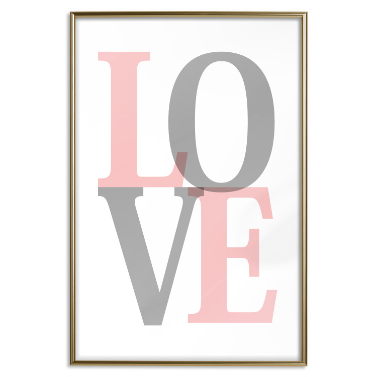 Wall Poster Gray Love - black and red blurred letters in an English text 122899 additionalImage 14