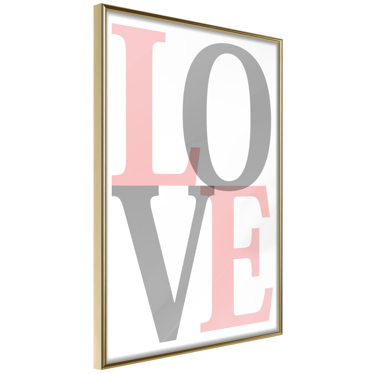 Wall Poster Gray Love - black and red blurred letters in an English text 122899 additionalImage 12