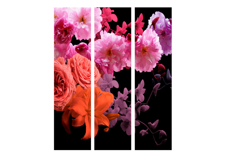 Room Divider Screen Spring Cocktail - colorful plants on a contrasting black background 122999 additionalImage 3