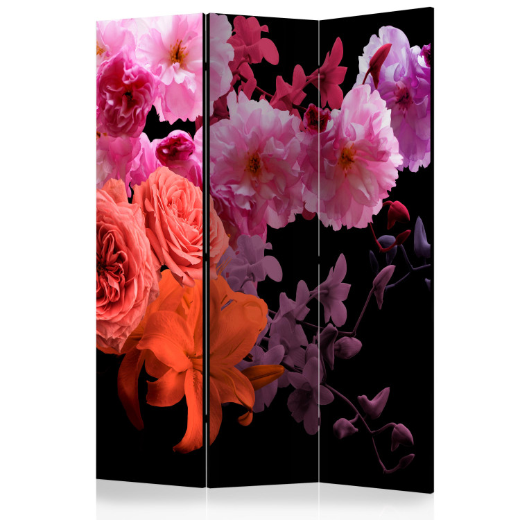 Room Divider Screen Spring Cocktail - colorful plants on a contrasting black background 122999