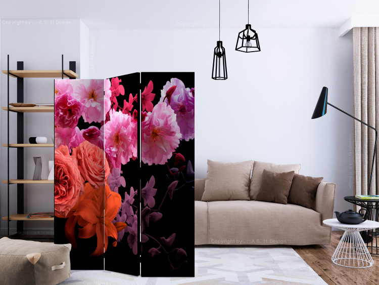Room Divider Screen Spring Cocktail - colorful plants on a contrasting black background 122999 additionalImage 4