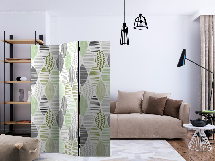 Room Divider Screen Green Tears - texture of geometric figures in abstract stripes 123299 additionalImage 4