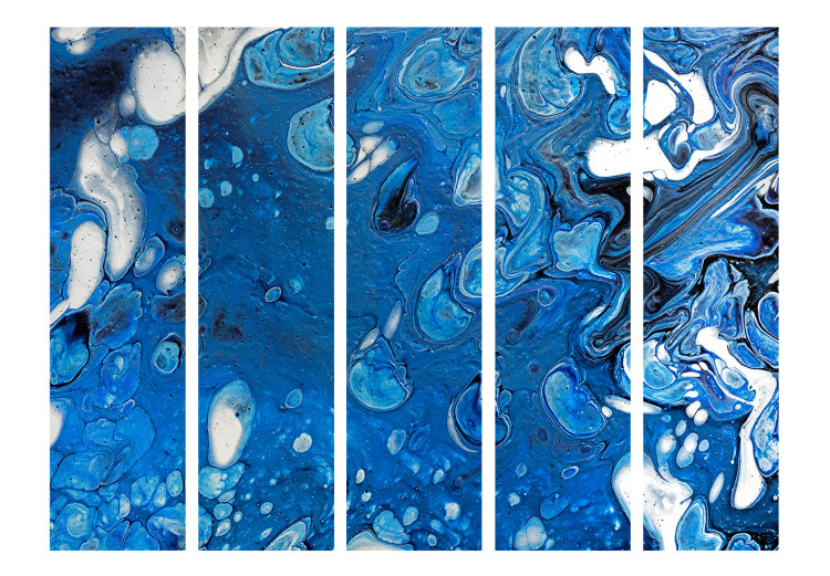 Room Separator Stream of Blue II (5-piece) - blue artistic abstraction 124099 additionalImage 3