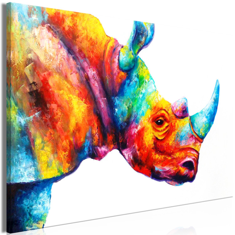 Canvas Print Rainbow Rhino (1-part) wide - futuristic abstraction 127199 additionalImage 2