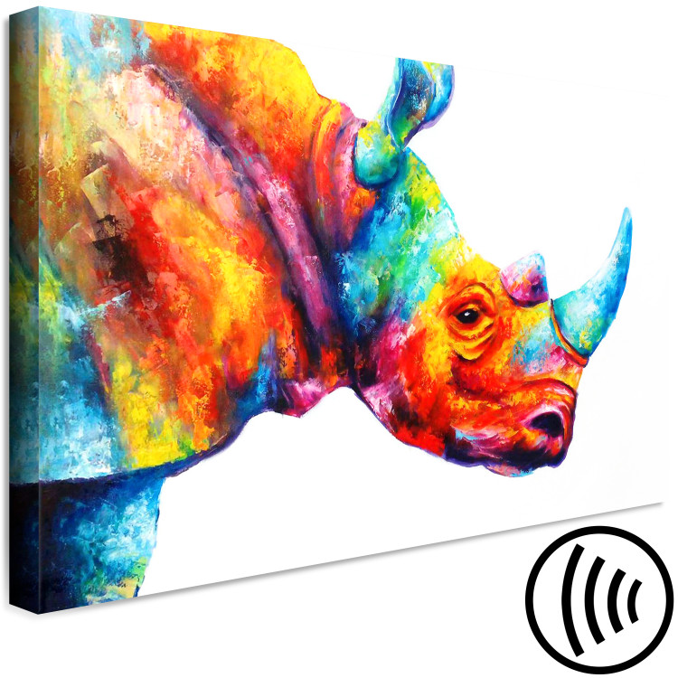 Canvas Print Rainbow Rhino (1-part) wide - futuristic abstraction 127199 additionalImage 6