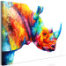 Canvas Print Rainbow Rhino (1-part) wide - futuristic abstraction 127199 additionalThumb 2