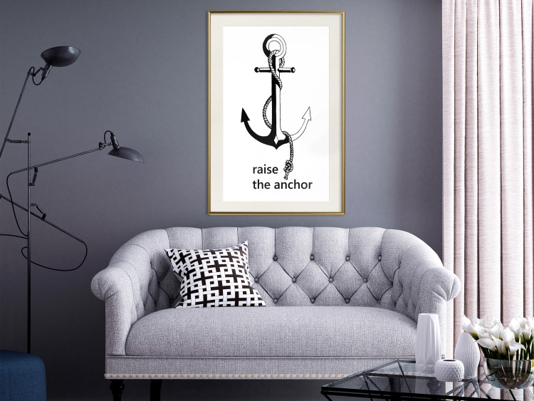 Poster Raise the Anchor - ship anchor and English inscriptions on white background 127899 additionalImage 22