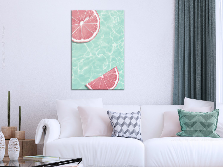 Canvas Print Grapefruit slices floating in turquoise water - summer abstraction 127999 additionalImage 3