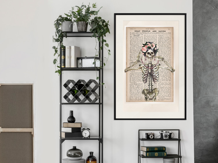 Poster Lady Skeleton - unusual vintage-style fantasy with a newspaper background 129099 additionalImage 24