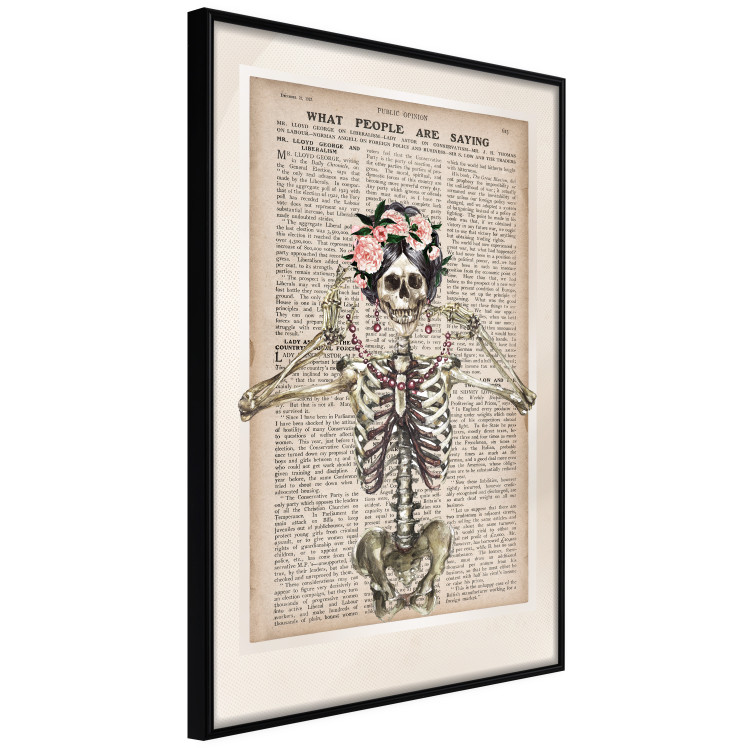 Poster Lady Skeleton - unusual vintage-style fantasy with a newspaper background 129099 additionalImage 11
