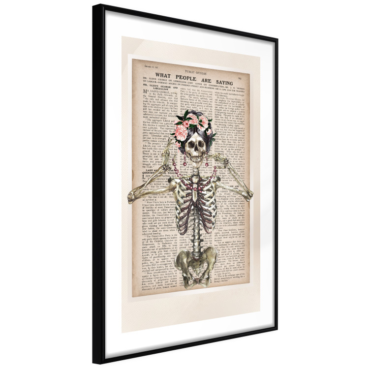 Poster Lady Skeleton - unusual vintage-style fantasy with a newspaper background 129099 additionalImage 6